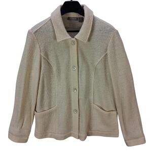 Chico’s Women’s Wool Jacket Size 2 Cream Button Front Coat